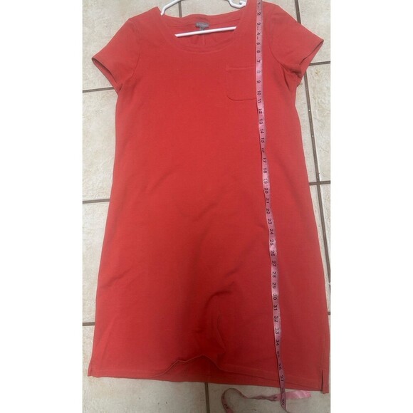 T By Talbots PIigment Dyed Terry Dress With Pocket size medium  orange red - Picture 7 of 8